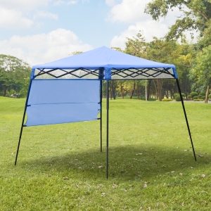 Outsunny 7' x 7' Garden Foldable Pop Up Gazebo Tent with Backpack & Adjustable Legs Outdoor Party Canopy Blue & Black