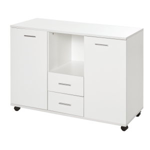 Vinsetto Multifunction Office Filing Cabinet Printer Stand with 2 Drawers, 2 Shelves, & Smooth Counter Surface, White