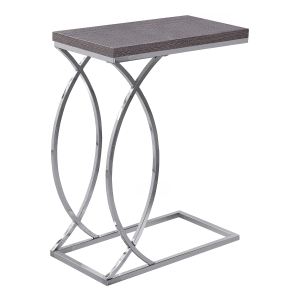 Monarch 25" Contemporary Curvy Chrome Metal Base C-Shaped Side Accent Table - Grey Finish