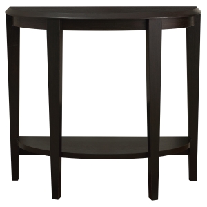 Monarch 36" Transitional Style Half-Moon Shaped 2-Tier Accent Console Table - Cappuccino Brown Finish