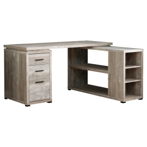 Monarch 60" Rustic L-Shaped Reclaimed Wood-look Office Computer Desk - Taupe