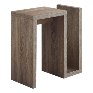 Monarch 24" Modern Wood Grain Side Accent Table with Magazine Storage - Dark Taupe Finish