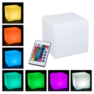 HomCom 16" RGB Waterproof Rechargeable Adjustable Color Changing Cube with Remote Control