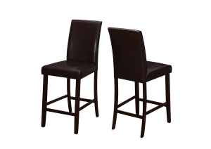 Monarch 2 Piece 40" PU Leather Padded Wooden Counter Height Armless Side Dining Chair Set - Dark Brown Finish