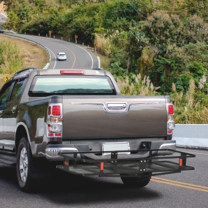 Aosom Folding Cargo Carrier Luggage Basket Cargo Rack Rear 500lbs Capacity Trailer Hitch Mount Steel Frame with 2" Standard Hitch, Black