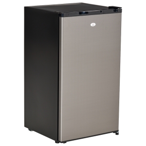 HOMCOM Mini Fridge with Freezer, Compact Mini Refrigerator with 3.1Cu Ft Capacity, Adjustable Shelves and Temperature and Reversible Door for Bedroom, Black/Silver