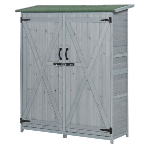 Outsunny Storage Shed Outdoor Tool Storage Cabinet for Garden Backyard with Lockable Doors & Shelves - Grey