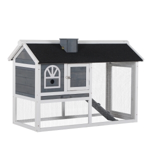 PawHut Wooden Bunny Hutch w/ Lockable Mesh Door Window for Guinea Pigs & Chinchillas