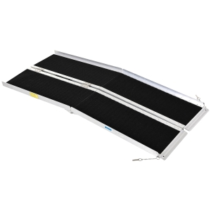 HOMCOM Aluminum Portable Skidproof PVC Carpeted Folding Wheelchair Ramp, 6'