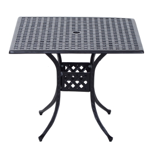 Outsunny 36" Square Metal Outdoor Patio Bistro Table with Umbrella Hole