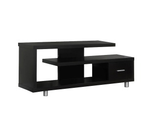 Monarch 60" Art Deco Style 3-Tier Open Shelf Storage Drawer Console TV Stand - Cappuccino Brown Finish