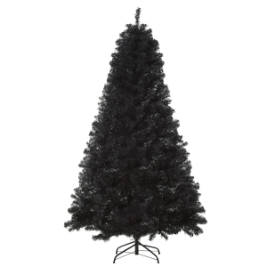 HOMCOM 6ft Artificial Christmas Tree Holiday Home Decoration with Automatic Open - Black Halloween Style
