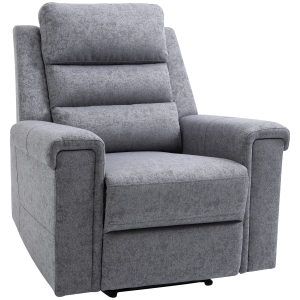 HOMCOM Linen Touch Upholstered Fabric Reclining Living Room Lounger w/Padded Footrest
