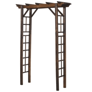 Outsunny 7 ft Natural Wooden Backyard Pergola w/ Side Panel for Climbing Vines