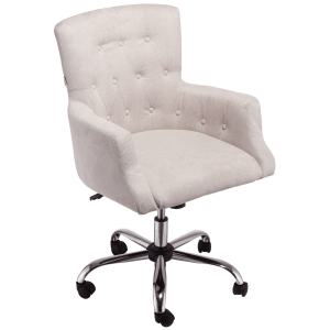 HOMCOM Swivel Computer Chair Mid Back Office Desk Chair Home Study Bedroom, Cream White