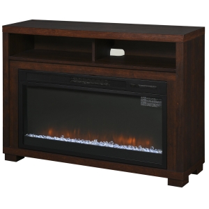 HOMCOM Multifunction Electric Fireplace TV Stand with Storage Shelf, Cable Management, and LED Flame Effect - Coffee