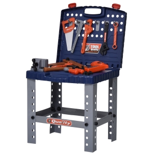 Qaba 68 Pcs Kids Toy Workbench Set for Pretend Play w/ Realistic Tools