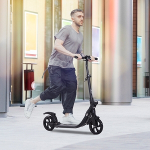 Soozier Teens Adult Folding Scooter Adjustable Height With Brakes, Black