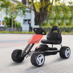 Aosom Kids Pedal Go Cart Children Ride On Car Racing Style Children Ride On Car Outdoor Racer Red