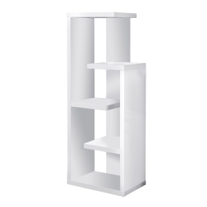 Monarch 48" Modern 5-Tier Open Concept Display Shelves Wood Grain-Look Bookcase - White Finish