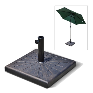 Outsunny 20" Square Patio Umbrella Base Outdoor Resin Parasol Stand Market Umbrella Holder Deck Bronze