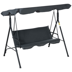 Outsunny Porch Swing Hammock Bench Lounge Chair Steel 3-seat Padded Outdoor w/ Canopy