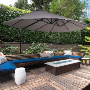 Outsunny Outdoor Double Sided Patio Umbrella Sunshade – Grey
