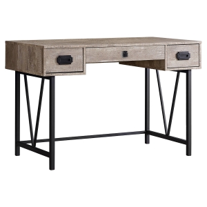 Monarch 48" Contemporary Industrial Reclaimed Wood-Look and Metal Writing Desk - Taupe / Black Metal