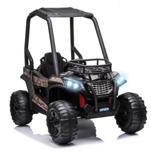 Aosom 12V Dual Motor Kids Electric Ride-on UTV Toy with MP3/USB Music Connection, Suspension & Remote Control - Camo
