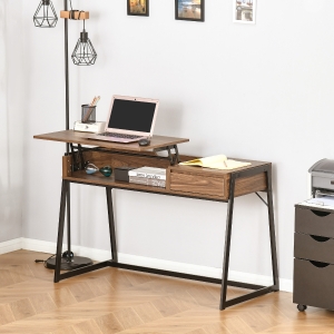 HOMCOM Compact Computer Desk Workstation for Modern Office Study Writing with Drawer Storing Box, Home Furniture, Natural