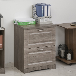 HOMCOM 2-Drawer Lateral File Chest Cabinet Pedestal Wooden Documents Storage for Study