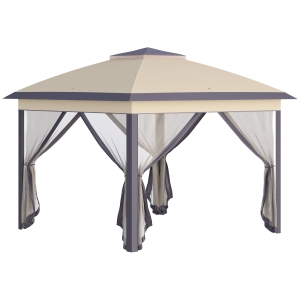 Outsunny 10.8ft Pop Up Gazebo, Foldable Canopy Tent w/ Carrying Bag, Beige
