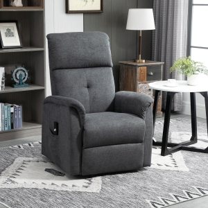 HOMCOM Electric Lift Chair Fabric Rising Power Chaise Recliner Lounge Sofa with Remote Control for Living Room, Grey