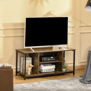 HOMCOM TV Stand for TVs Up to 55 Inches, Entertainment Stand, Media Console with Open Storage Shelves for Living Room, Rustic Brown