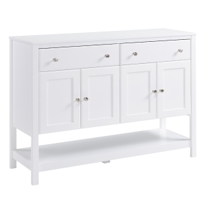 HOMCOM 47" Modern Sideboard Serving Buffet, Accent Cabinet Cupboard with Adjustable Shelves and Drawers, for Living Room, White