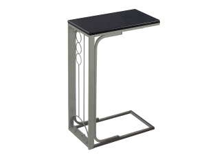 Monarch 25" Contemporary Wood Grain-Look Top Metal Frame C-Shaped Side Accent Table - Cappuccino Brown Finish