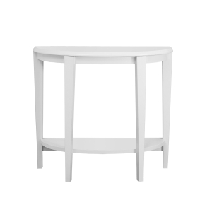 Monarch 36" Transitional Style Half-Moon Shaped 2-Tier Accent Console Table - White Finish