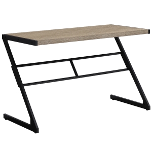 Monarch 48" Contemporary Z-Shaped Wood-look Top Computer Writing Desk - Dark Taupe / Black