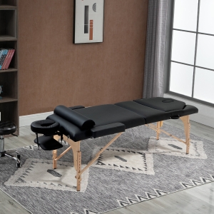 Portable High Performance Massage Table - Adjustable - Foldable - Black