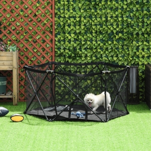 PawHut Folding Portable Pet Playpen Soft Dog Cat Puppy Exercise Kennel Pen Crate with Carrying Bag Indoor Outdoor Black