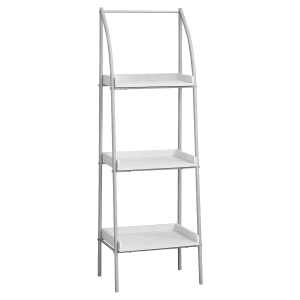Monarch 48" Contemporary Open Concept 3 Shelf Bookshelf - White / Silver Metal