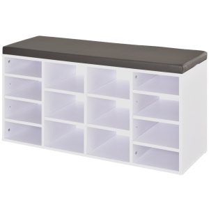 HOMCOM Shoe Storage PU Cushion Bench Chair for Entryway Porch with Removable Shelves