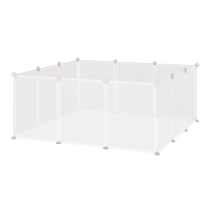 PawHut Pet Playpen DIY Small Animal Cage Open Enclosure Portable Plastic Fence 12 Panels for Kitten Bunny Chinchilla Guinea Pig White