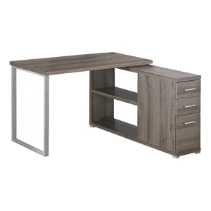 Monarch Contemporary Right or Left Facing Corner Computer Desk with Shelves and Storage Drawers - Dark Taupe