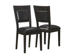 Monarch 2 Piece 39" PU Leather Padded Wooden Dining Armless Side Chair Set - Dark Cappuccino Brown