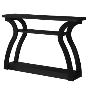 Monarch 47" Modern 3-Tier Storage Open Concept Accent Console Table - Black Finish