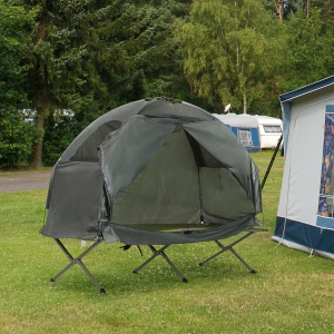 Outsunny Compact Portable Folding Outdoor Elevated Camping Cot Tent Dark Green