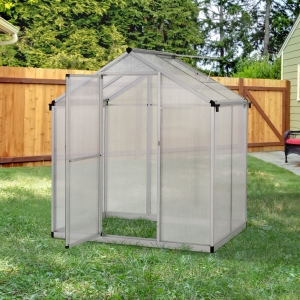 Outsunny 4’x6.2'x6.4' Walk-In Cold Frame Greenhouse Plant Growing Sun Shade Aluminum