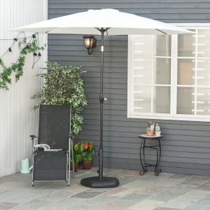 Outsunny Outdoor Umbrella Stand Pentagonal Rolling Base with 2 Wheels Heavy Duty Fitting Φ1.25"-Φ2" Umbrella Poles Concrete Filled Black