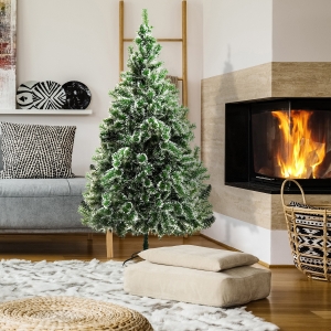 HOMCOM 7FT Christmas Tree Artificial Classic Tree Holiday Indoor Decoration, with Mental Support 968 Tips, Green